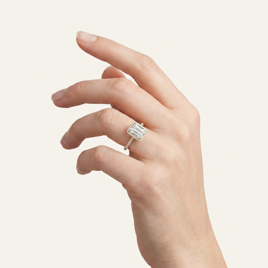 Moissanite 2.00 CT Radiant Cut Diamond Halo Ring