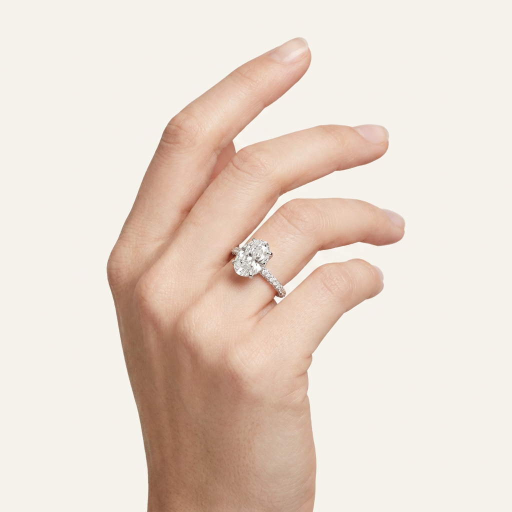 Moissanite 3.50 CT Oval & Round Cut Diamond Solitaire Ring (V-Bohohippie)