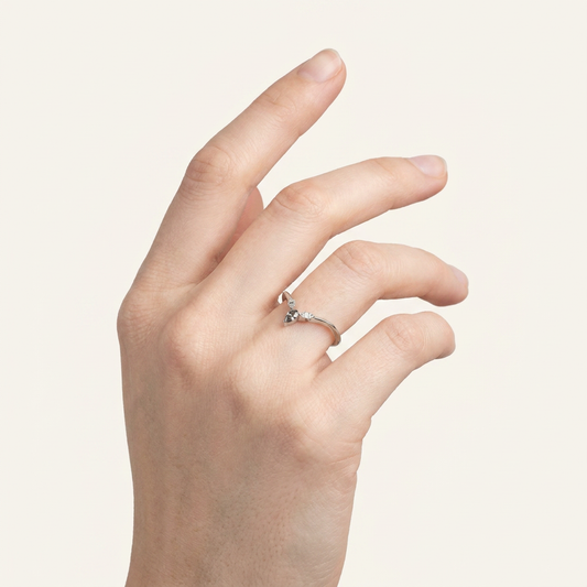 0.18 CT Pear & Baguette Cut Salt and Pepper Diamond Ring