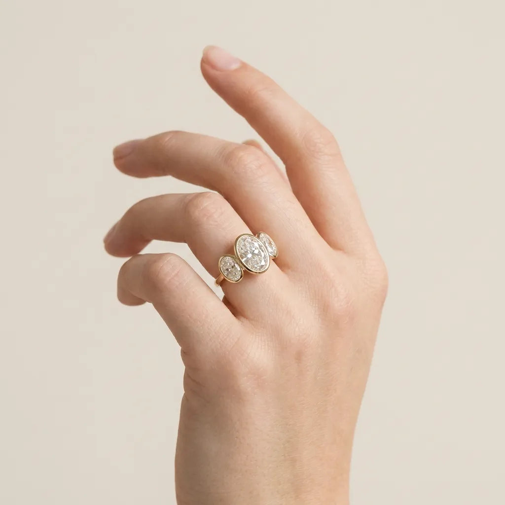 Moissanite 3.60 CT Oval Cut Diamond Three Stone Ring