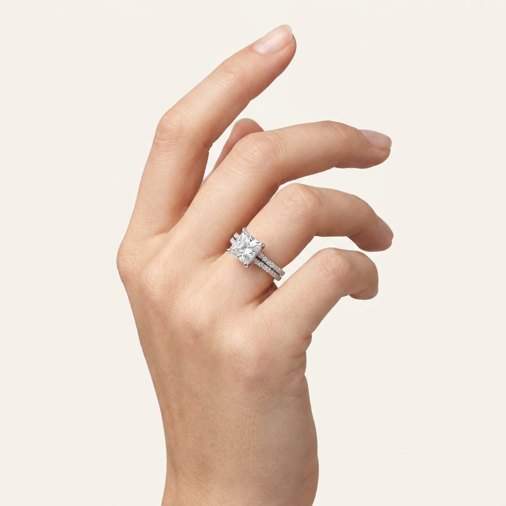 Moissanite 4.73 CT Princess Cut Diamond Solitaire Ring