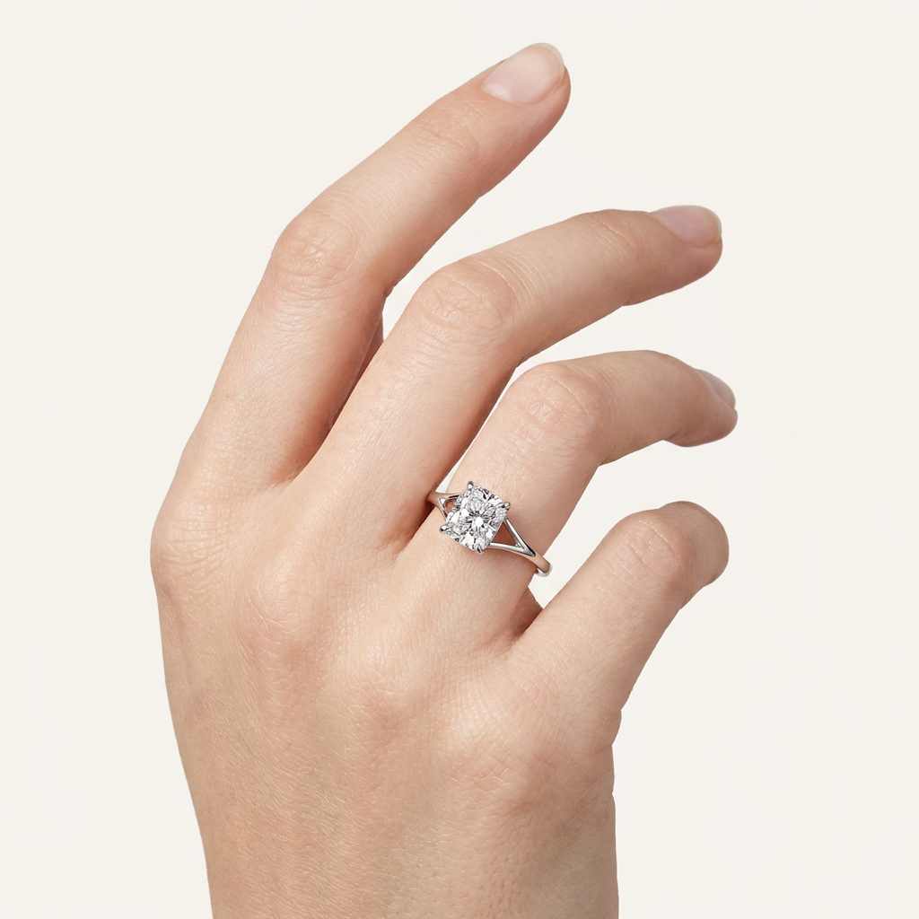 Lab Grown 1.00 CT Cushion Cut Diamond Solitaire Ring