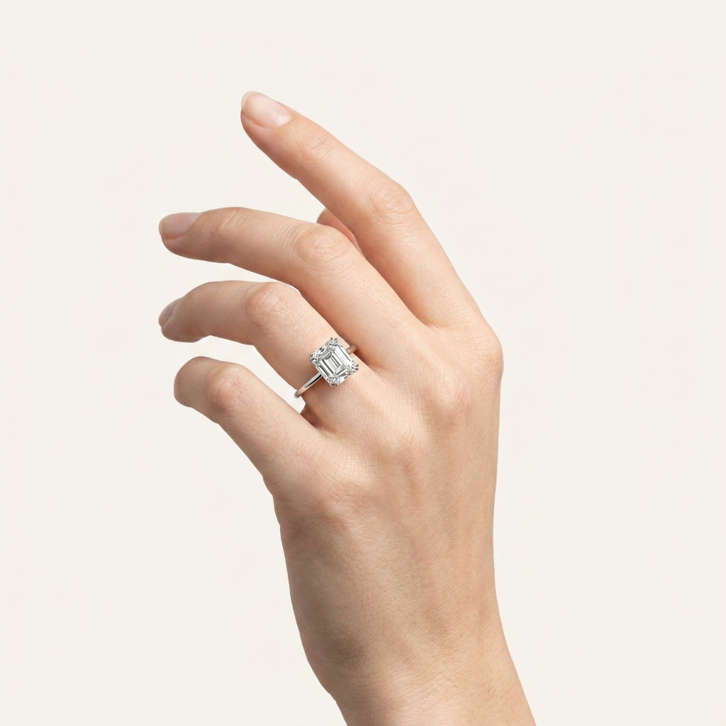 Moissanite 2.19 CT Asscher Cut Diamond Solitaire Ring
