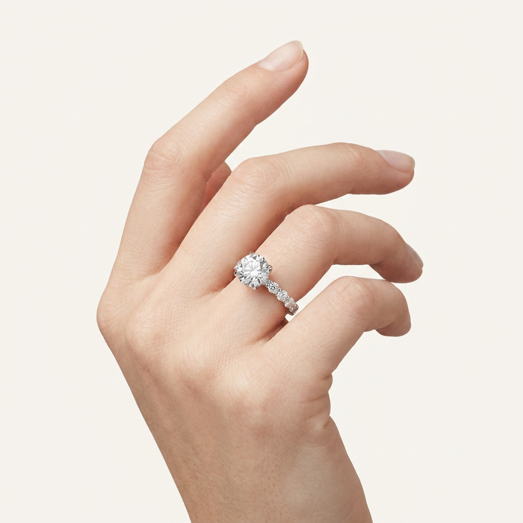 Moissanite 3.60 CT Round Cut Diamond Solitaire Ring