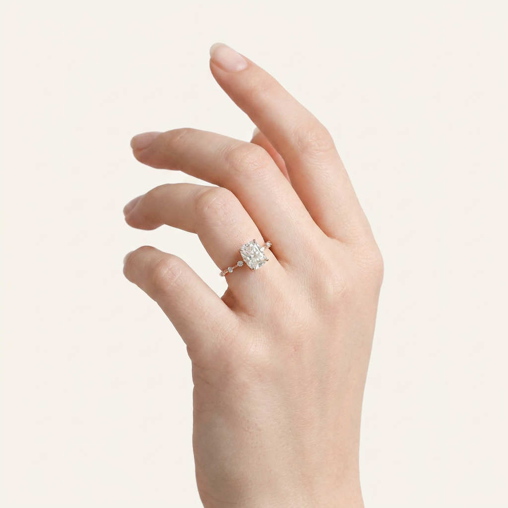 Moissanite 2.00 CT Cushion Cut Diamond Solitaire Ring (V-Victorian)