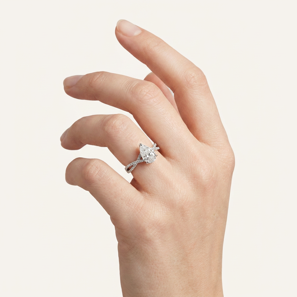 Moissanite 4.30 CT Pear Cut Diamond Solitaire Ring