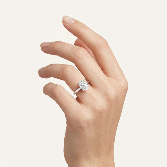 Lab Grown 2.00 CT Oval Cut Diamond Petite Solitaire Ring