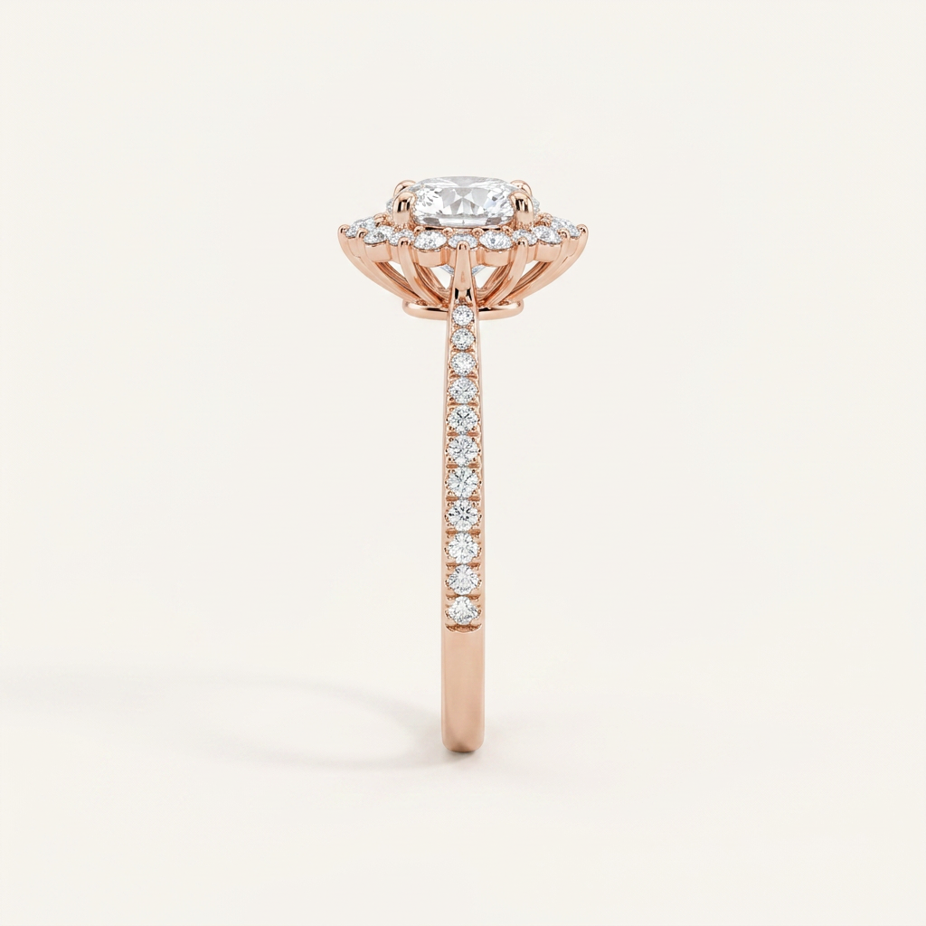 Moissanite 1.35 CT Round Cut Diamond Halo Ring