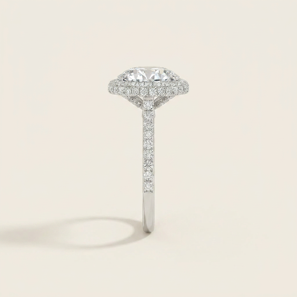 Moissanite 3.50 CT Round Cut Diamond Halo Ring