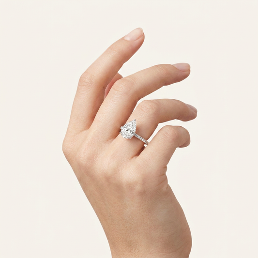 Moissanite 4.19 CT Pear & Round Cut Diamond Solitaire Ring