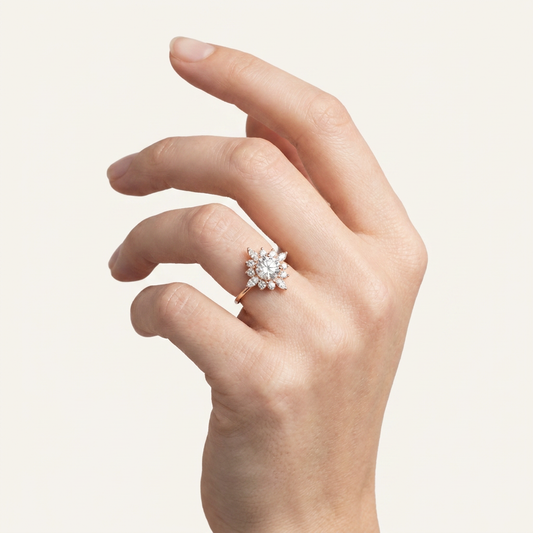 Moissanite 3.27 CT Round & Marquise Cut Diamond Cluster Ring