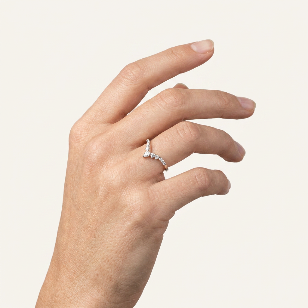 Moissanite 0.32 CT Pear & Round Cut Diamond Ring