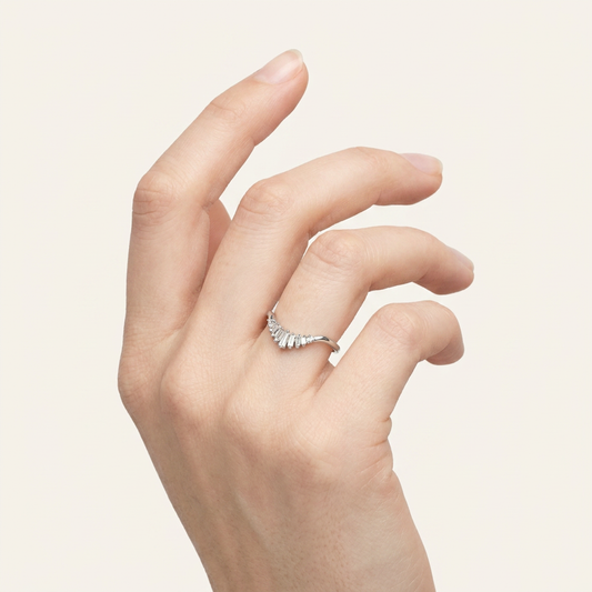 Moissanite 0.31 CT Baguette & Round Cut Diamond Ring
