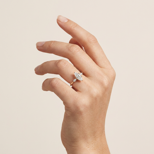 Lab Grown 1.90 CT Marquies Cut Diamond Three Stone Ring