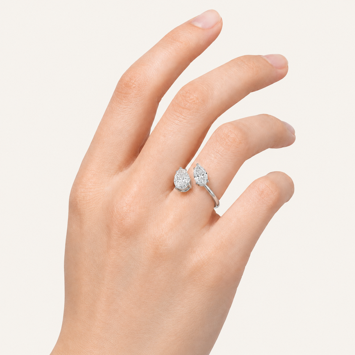 Lab Grown Diamond 3.00 CT Oval & Pear Cut Toi Et Moi Ring