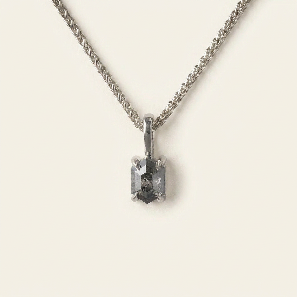 0.67 CT Hexagon Cut Salt and Pepper Diamond Necklace (V1)