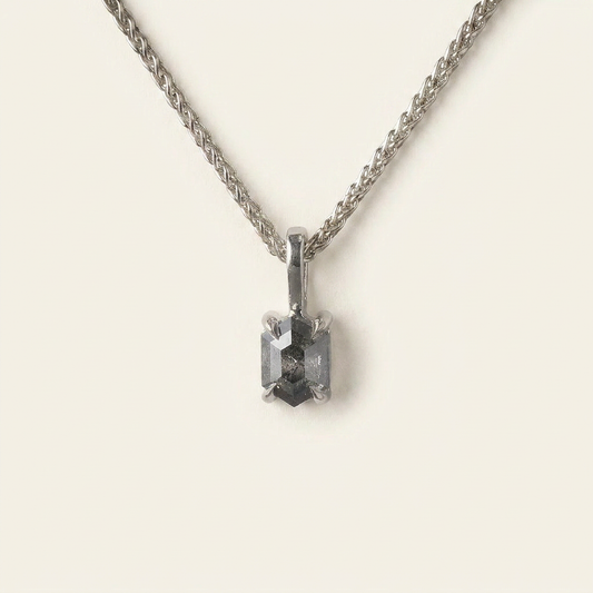 0.67 CT Hexagon Cut Salt and Pepper Diamond Necklace (V1)