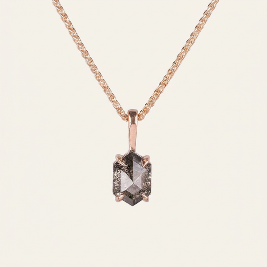 0.70 CT Hexagon Cut Salt and Pepper Diamond Necklace