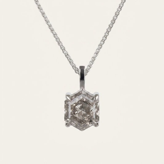 1.41 CT Hexagon Cut Salt and Pepper Diamond Necklace
