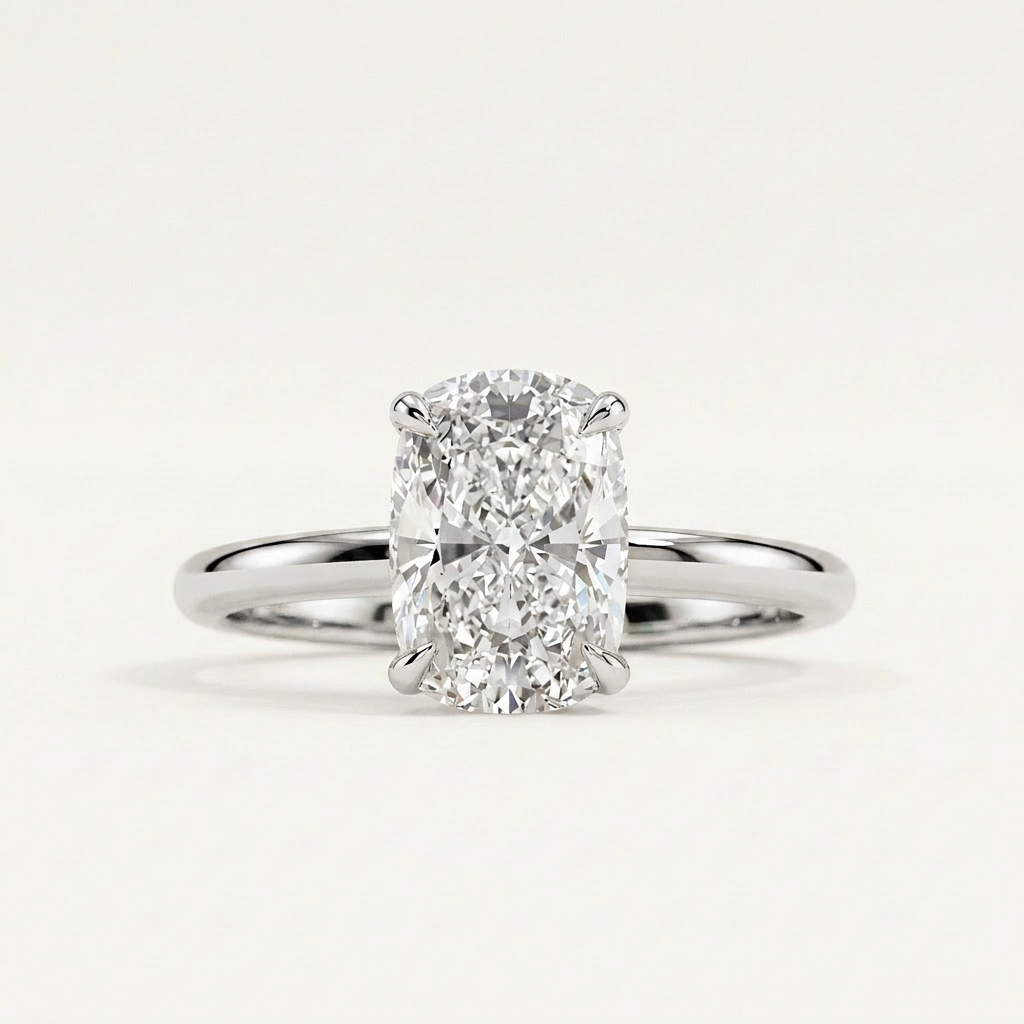 Moissanite 3.81 CT Cushion Cut Diamond Solitaire Ring
