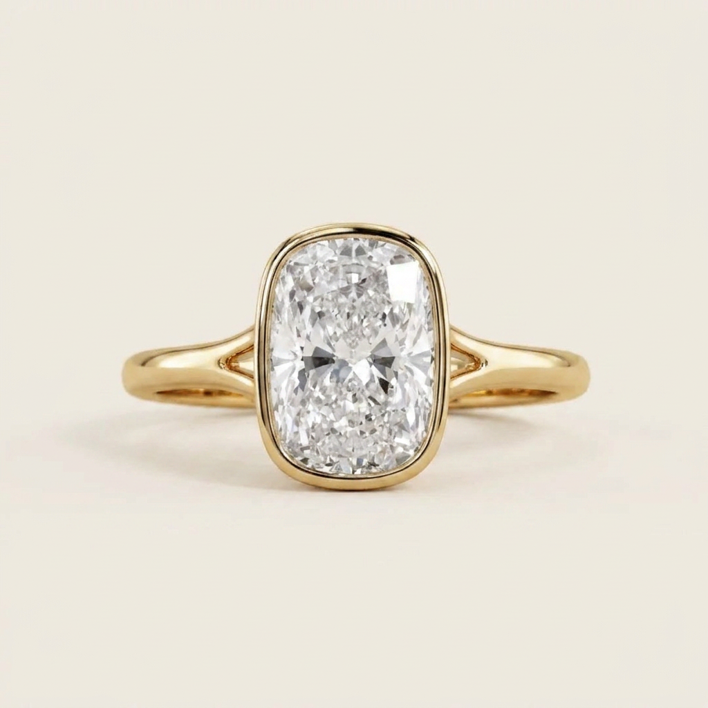 Moissanite 3.30 CT Cushion Cut Diamond Solitaire Ring