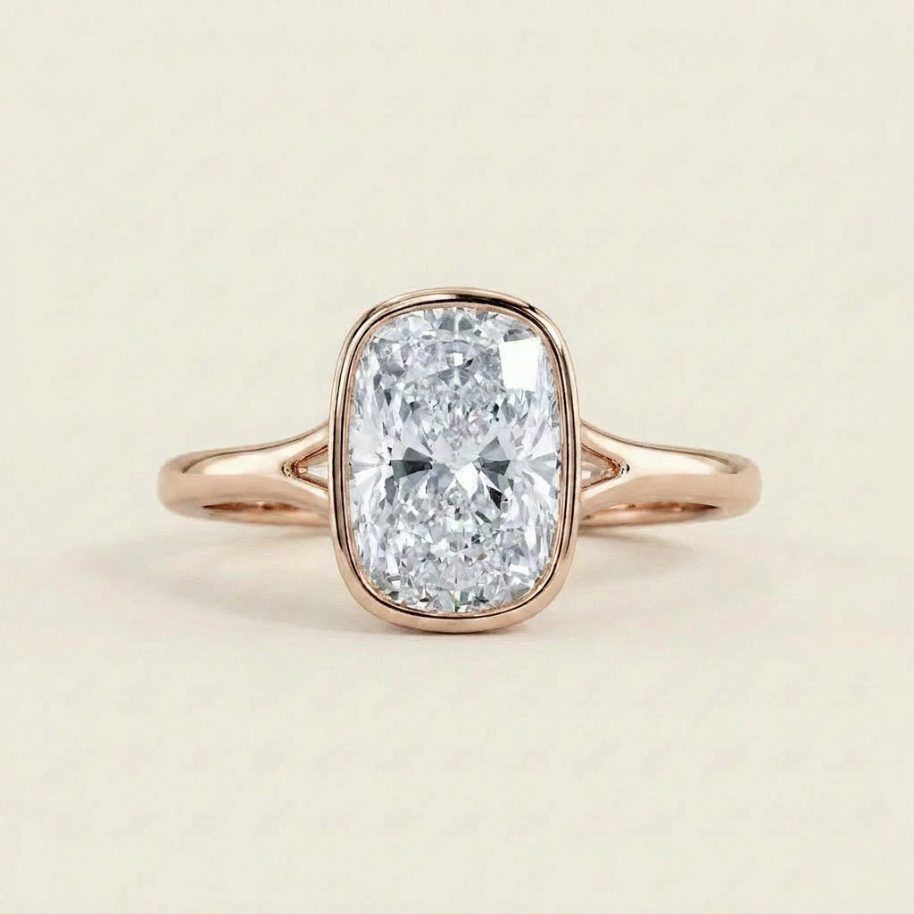 Moissanite 3.30 CT Cushion Cut Diamond Solitaire Ring