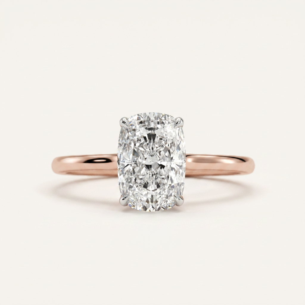 Moissanite 2.00 CT Cushion Cut Diamond Solitaire Ring (V-Edwardian)