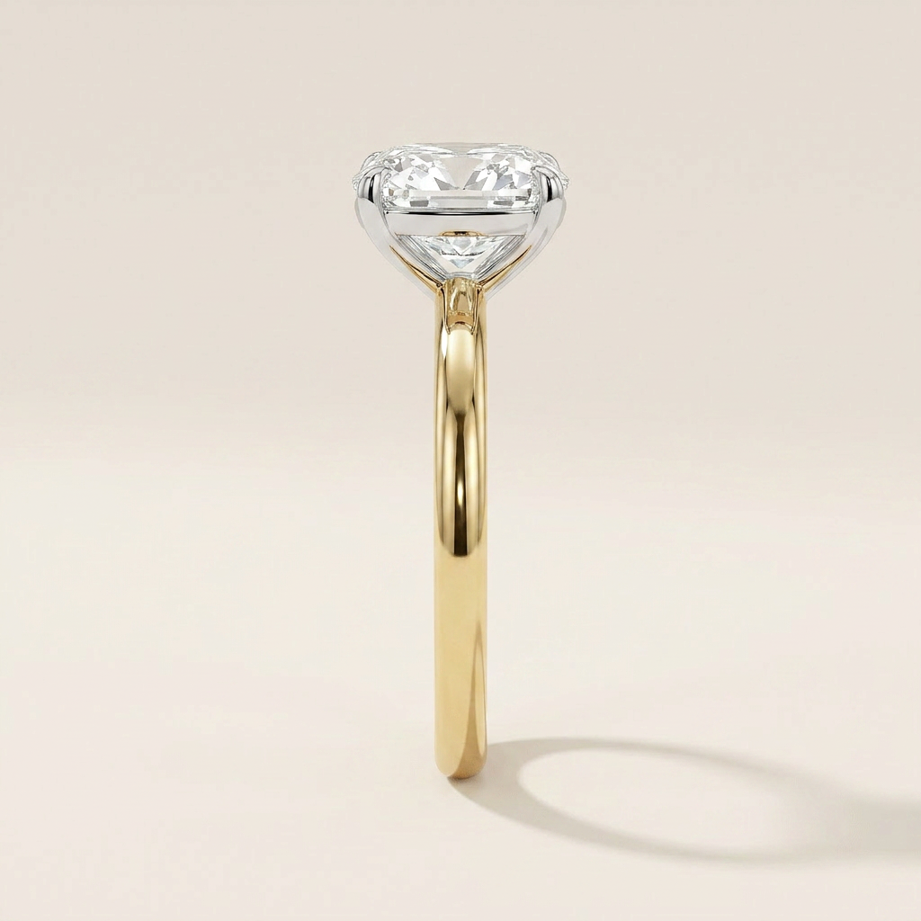 Moissanite 2.00 CT Cushion Cut Diamond East-West Solitaire Ring