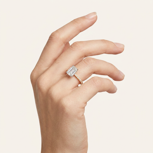 Moissanite 2.00 CT Emerald Cut Diamond Solitaire Ring (V-Avantgarde)