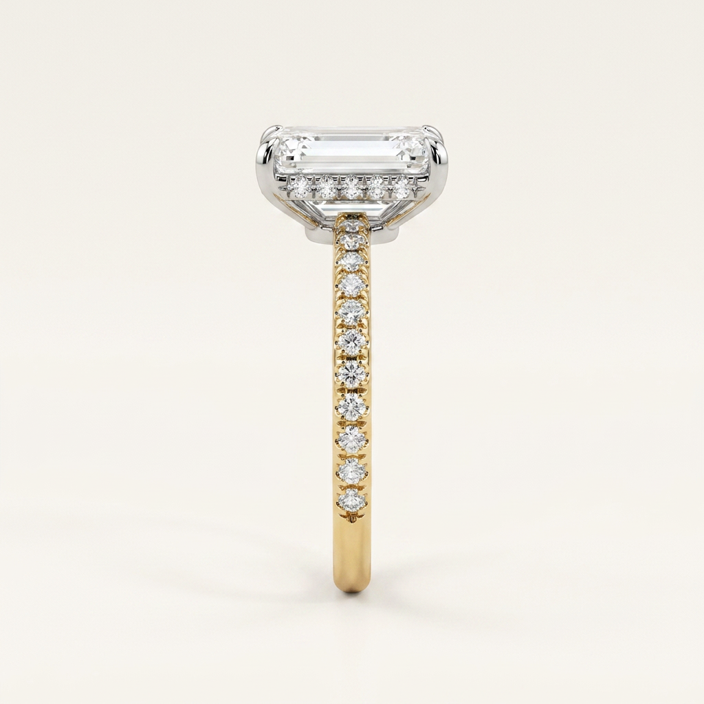 Moissanite 2.00 CT Emerald Cut Diamond Solitaire Ring (V-Avantgarde)