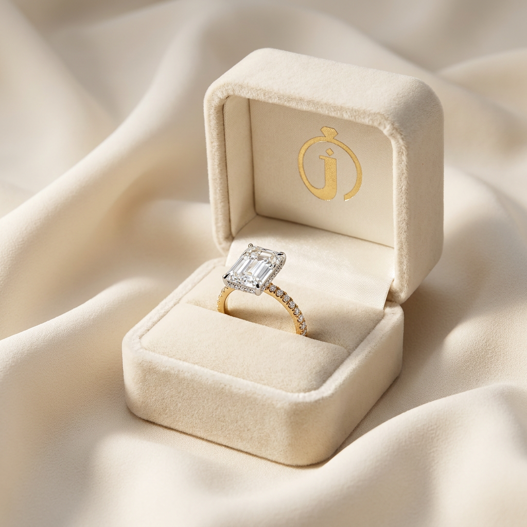 Moissanite 2.00 CT Emerald Cut Diamond Solitaire Ring (V-Avantgarde)