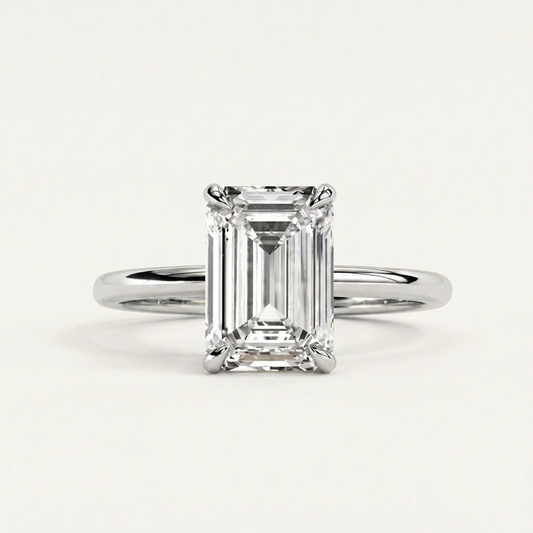 Moissanite 3.00 CT Emerald Cut Diamond Solitaire Ring (V-Brutalist)