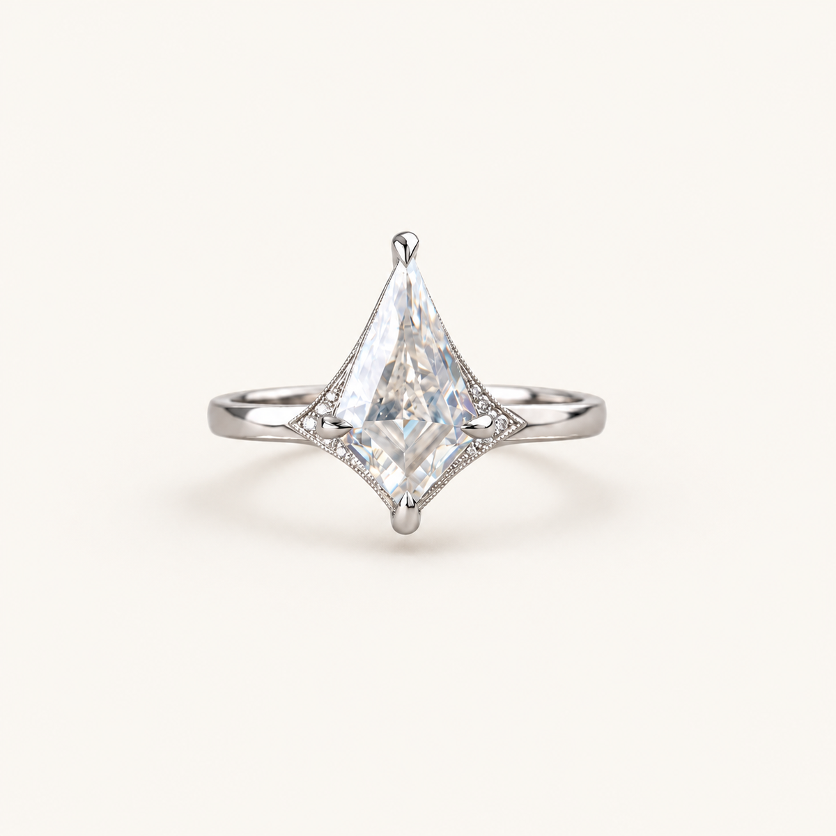 Moissanite 1.45 CT Kite Cut Solitaire Ring