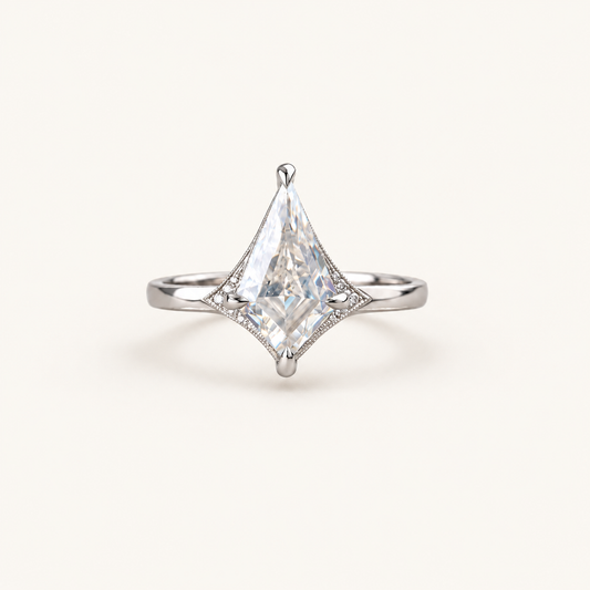 Moissanite 1.45 CT Kite Cut Solitaire Ring