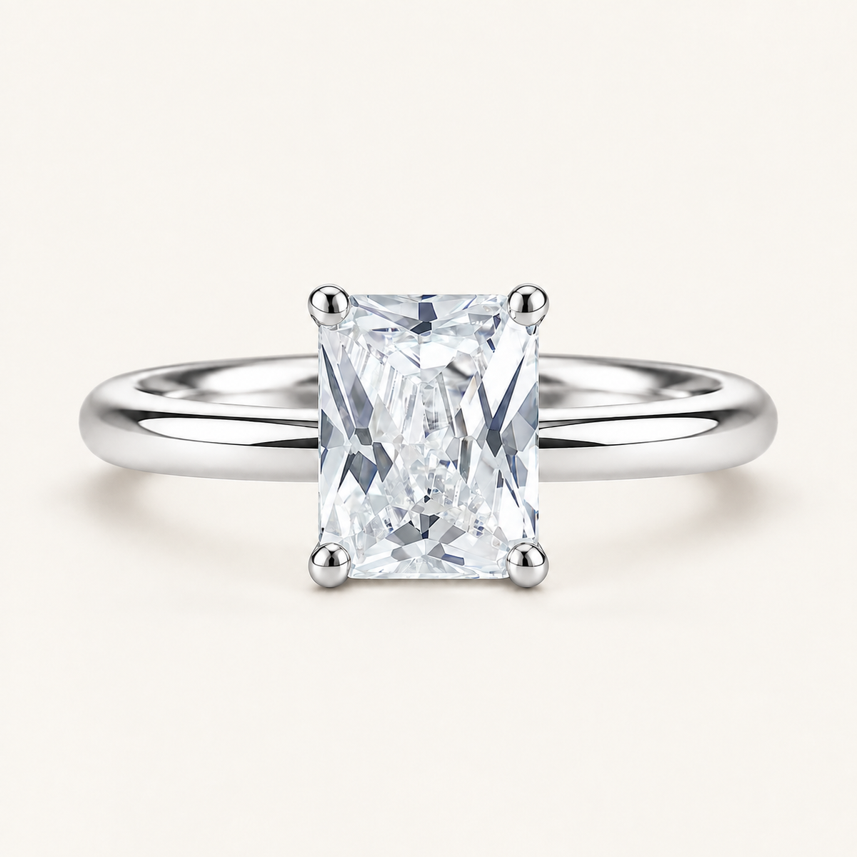 Lab Grown 2.00 CT Radiant Cut Diamond Pavé Solitaire Ring