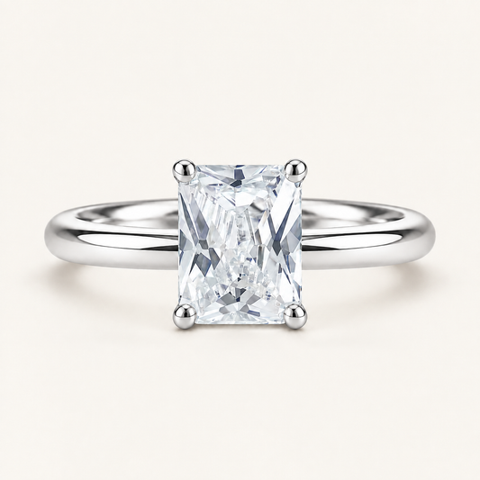 Lab Grown 2.00 CT Radiant Cut Diamond Pavé Solitaire Ring