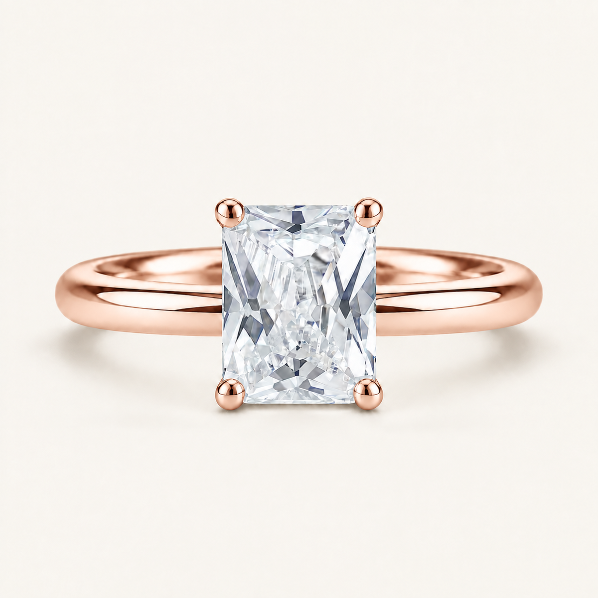Lab Grown 2.00 CT Radiant Cut Diamond Pavé Solitaire Ring