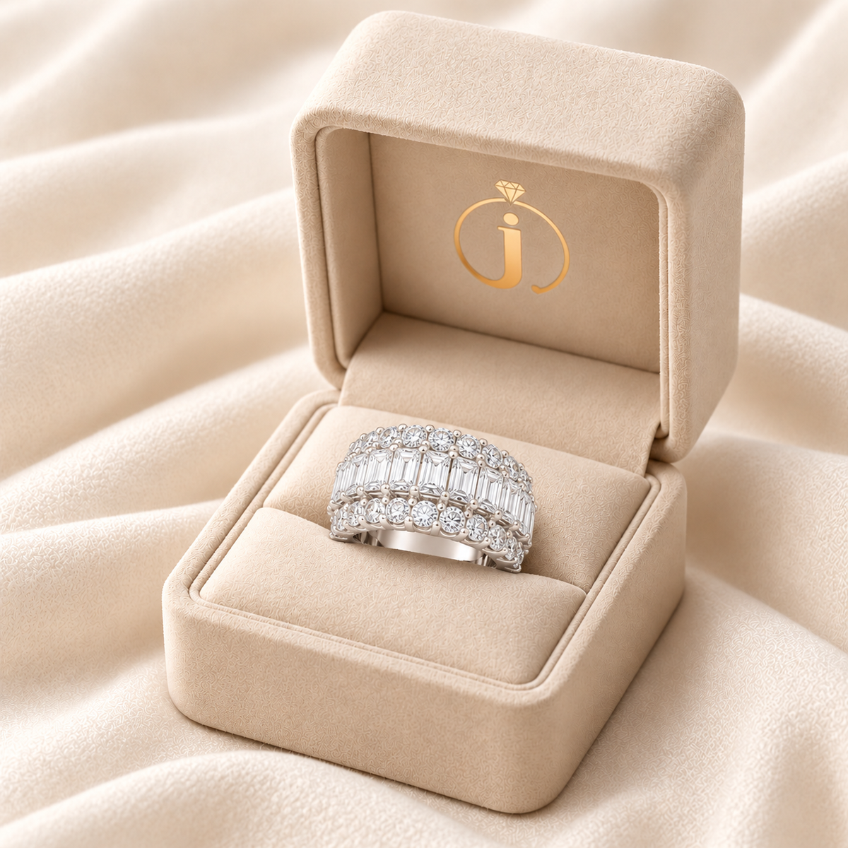 Lab Grown Diamond 5.00 CT Emerald Cut Men's Cluster Ring