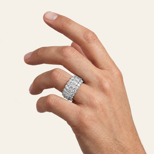 Lab Grown Diamond 5.00 CT Emerald Cut Men's Cluster Ring