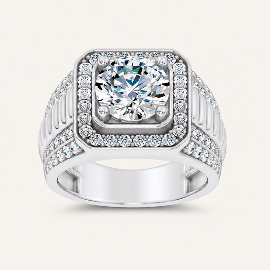 Lab Grown Diamond 4.12 CT Round Cut Men's Ring