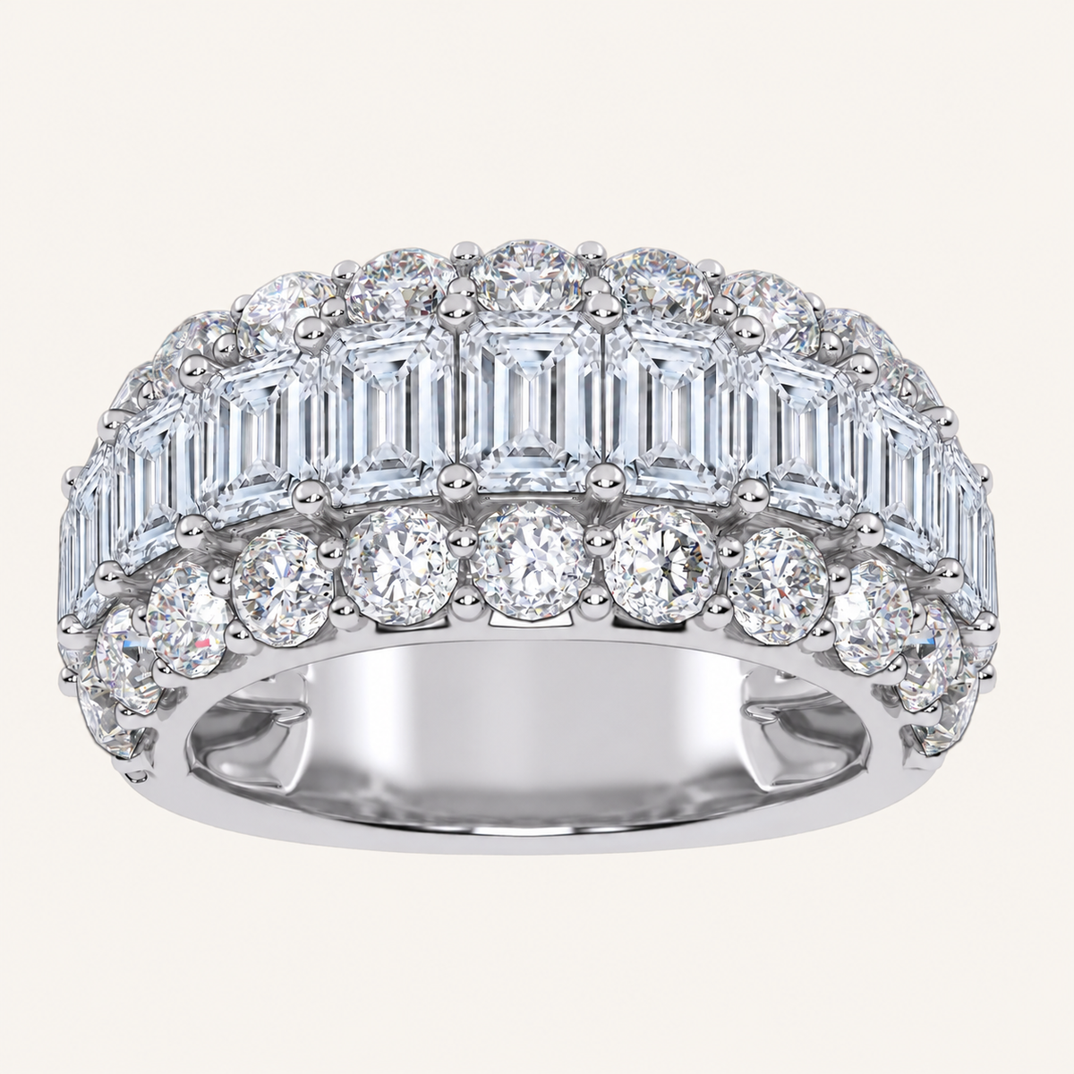 Lab Grown Diamond 5.00 CT Emerald Cut Men's Cluster Ring
