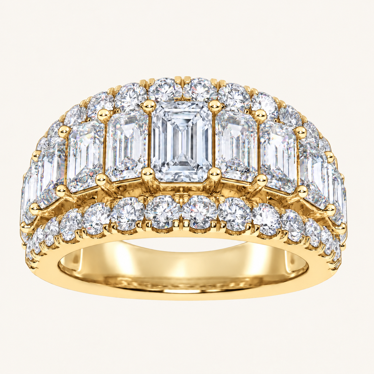 Lab Grown Diamond 4.00 CT Emerald Cut Cluster Men's Ring