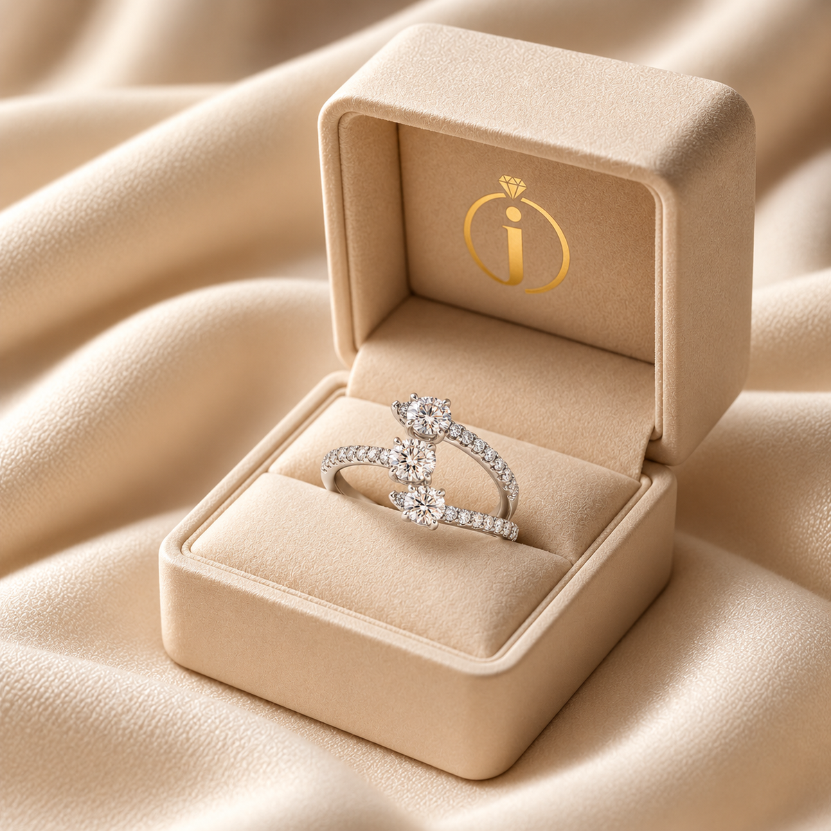 Lab Grown Diamond 1.00 CT Round And Pear Cut Three Stone Ring
