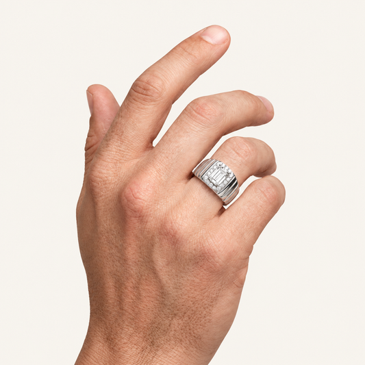 Lab Grown Diamond 2.60 CT Emerald Cut Men's Ring
