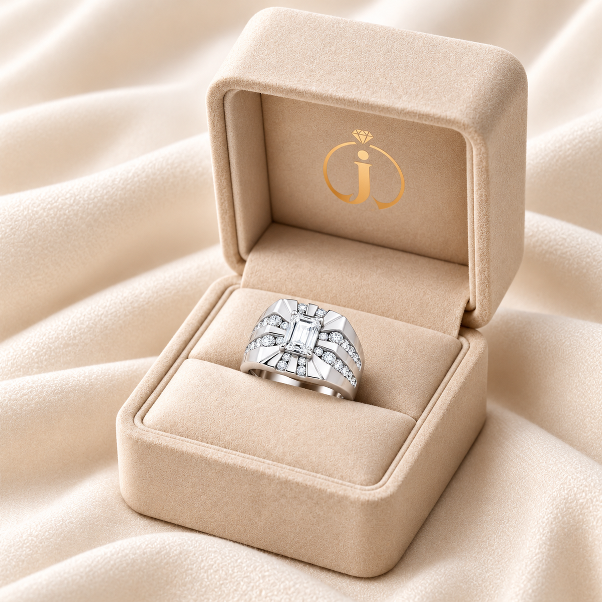 Lab Grown Diamond 3.00 CT Emerald Cut Men's Ring