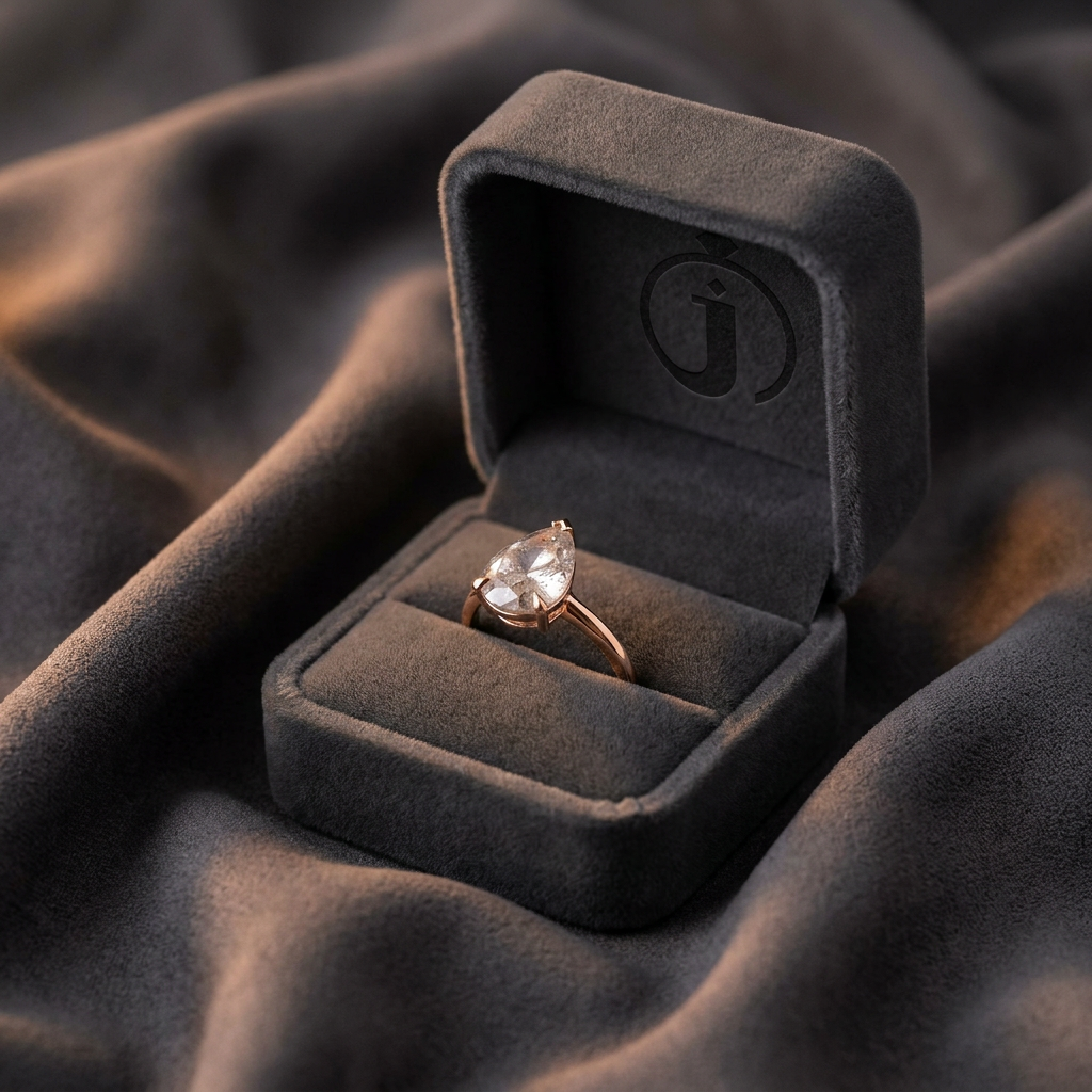 1.25 CT Pear Cut Salt and Pepper Diamond Solitaire Ring (V2)