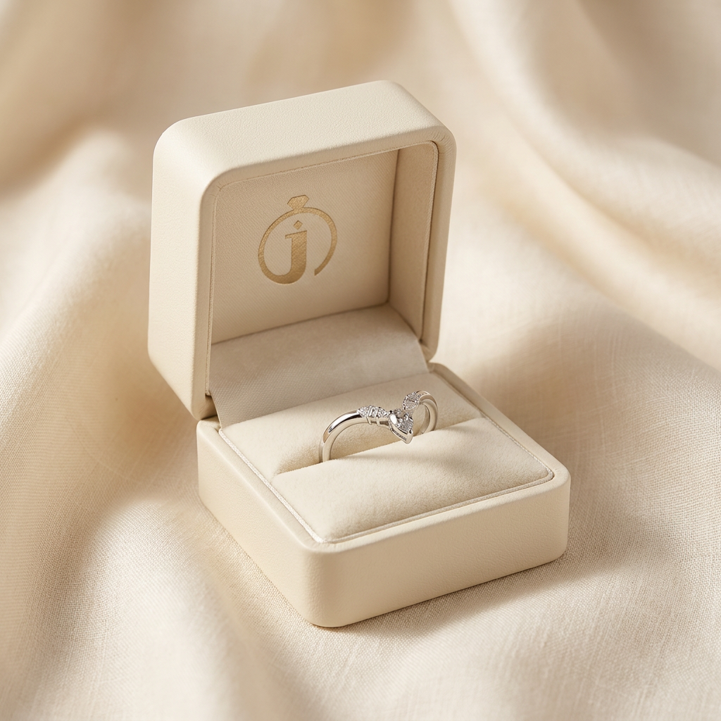 0.18 CT Pear & Baguette Cut Salt and Pepper Diamond Ring