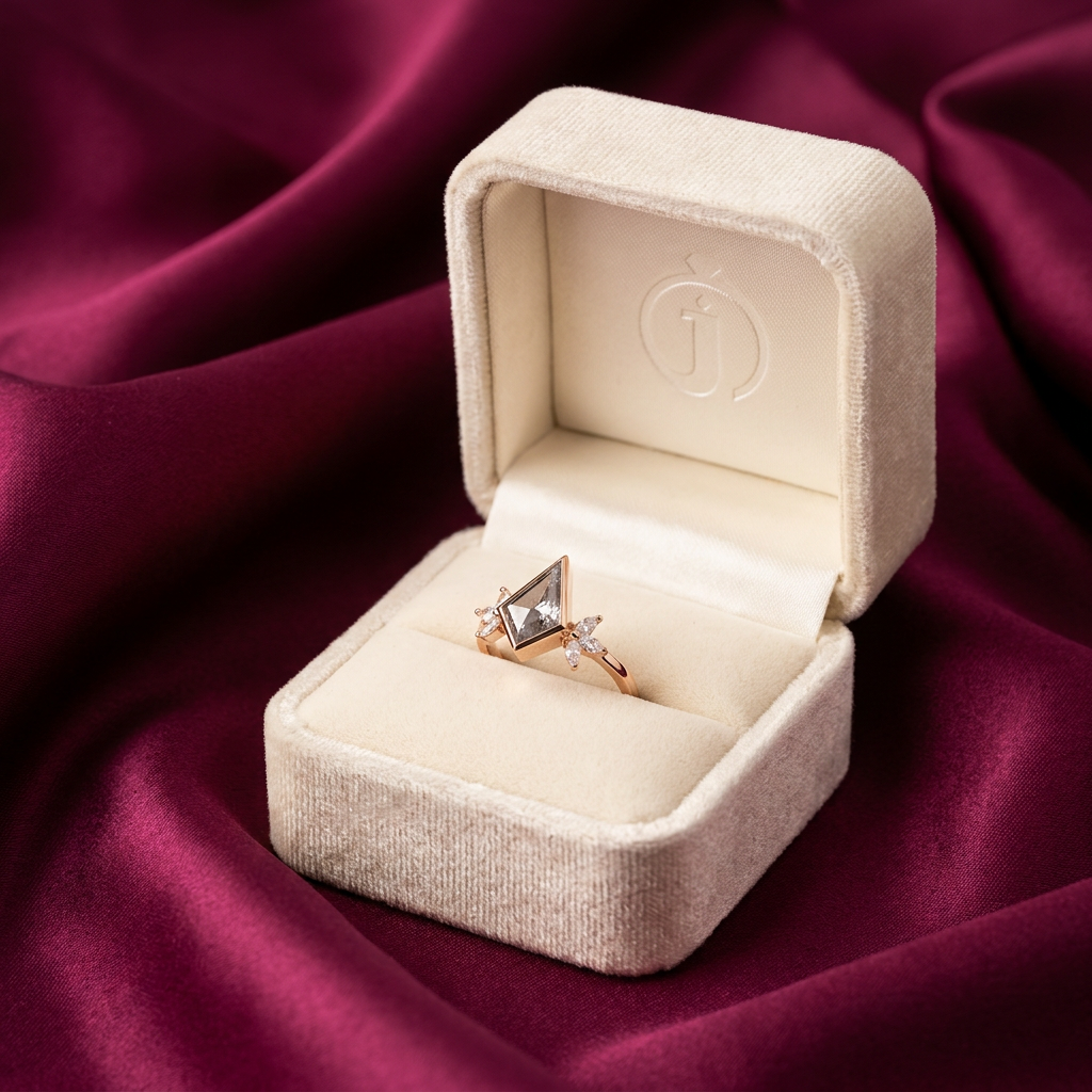 1.50 CT Kite & Marquise Cut Salt and Pepper Diamond Cluster Ring