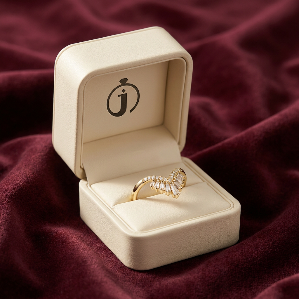 Moissanite 0.52 CT Baguette & Round Cut Diamond Ring