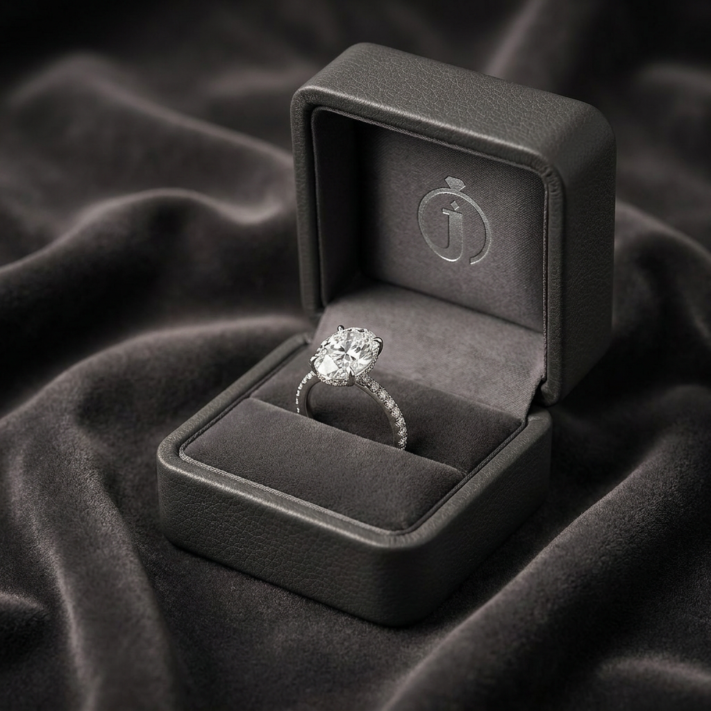 Moissanite 4.45 CT Oval & Round Cut Diamond Solitaire Ring